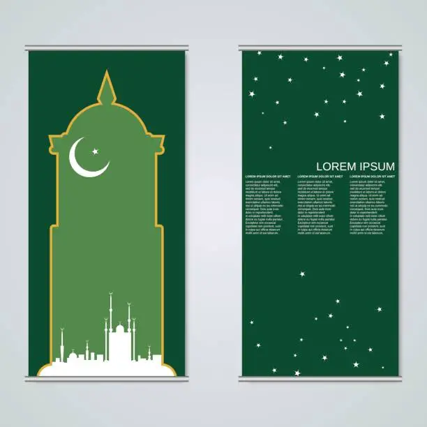 Vector illustration of Islamic roll-up banner vector template