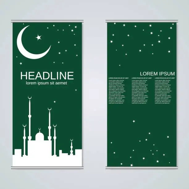 Vector illustration of Islamic roll-up banner vector template