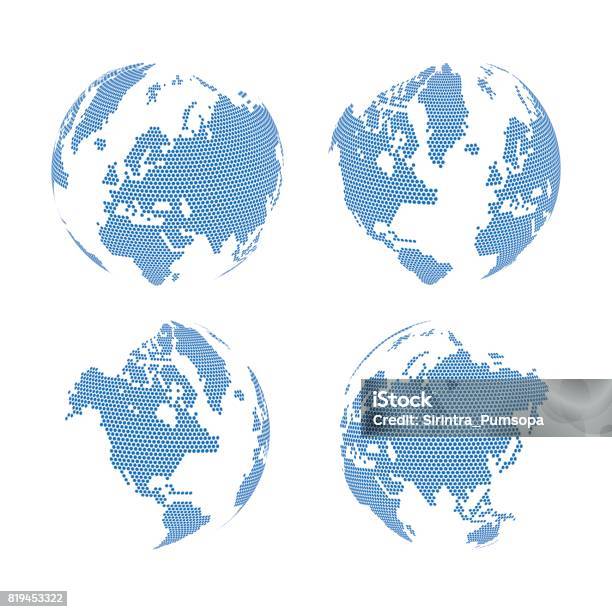 Hexagon Shape World Map On The Gradient White Background Vector Illustration Stock Illustration - Download Image Now