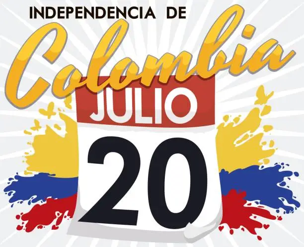 Vector illustration of Promotional Poster with Reminder Date of Colombian Independence Day