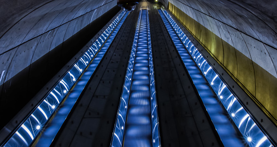 DC Subway escalators by DC Zoo at night