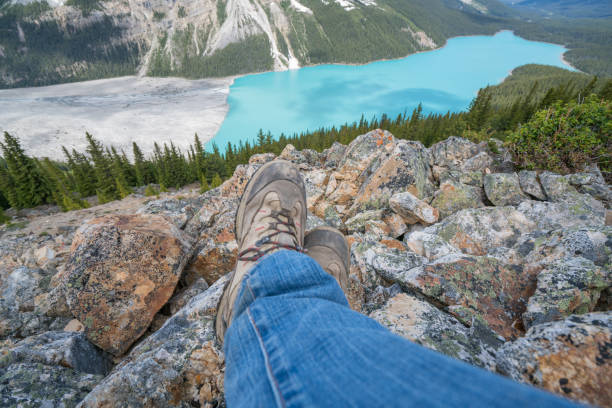 istock Personal perspective of man hiker resting on mountain trail 819518538