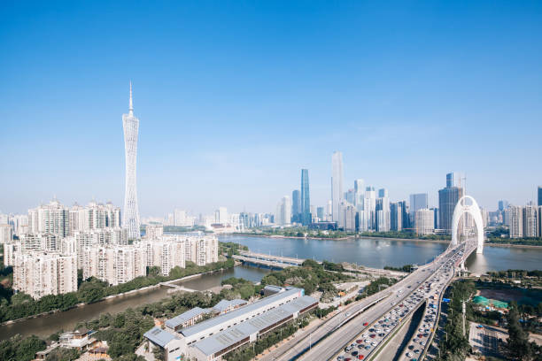 istock Majestic urban skyline in clear sky 819521802
