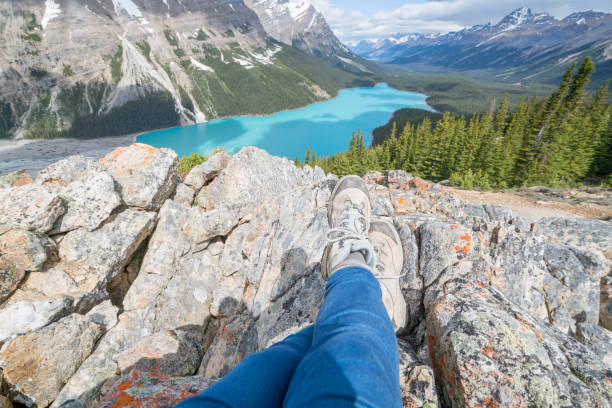 istock Personal perspective of man hiker resting on mountain trail 819523874