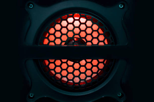 istock Sound speakers dynamics and Red light for music Background. 819526052