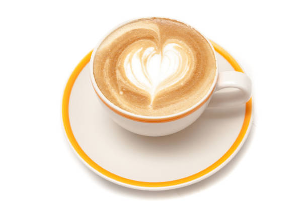 istock Coffee cup of latte art heart shape on white background isolated 819530370