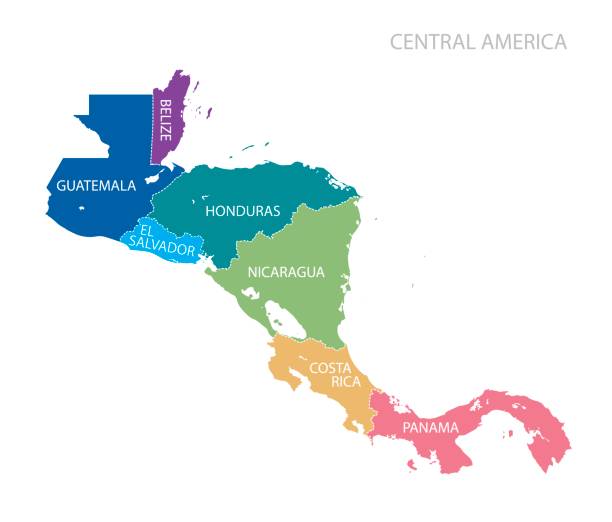 ilustraciones, imágenes clip art, dibujos animados e iconos de stock de mapa de américa central - central america illustrations