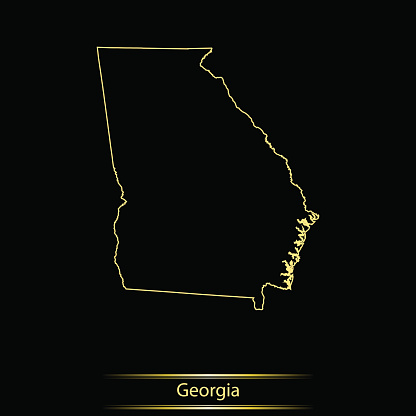 Georgia Map Stock Illustration - Download Image Now - Black Color