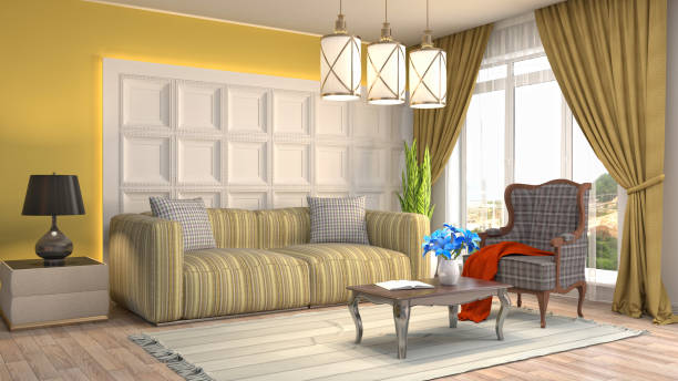 istock Interior living room. 3d illustration 819568072
