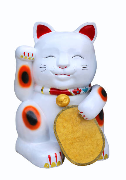 Japan lucky cat isolated on white background.