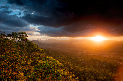 Australia Landscape : Sunset and storm cloud view from Mt French lookout