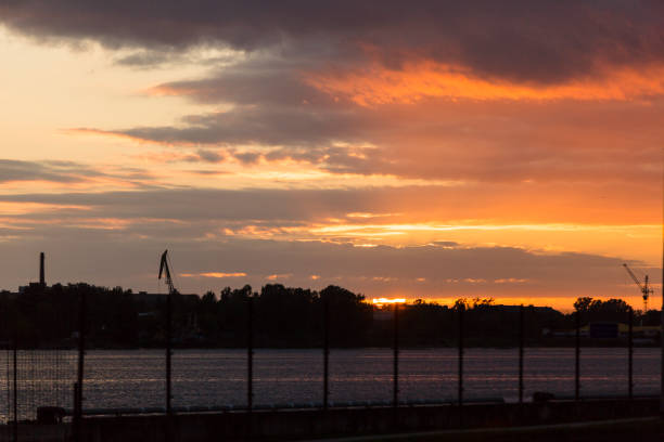 istock Industrial landscape at sunset 819578960