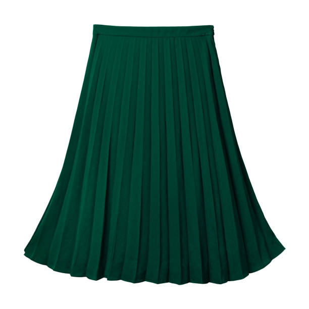 istock Deep dark green pleated midi skirt isolated on white 819581744