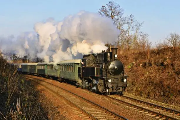 Photo of Historic steam train. Specially launched Czech old steam train for trips and for traveling around the Czech Republic.