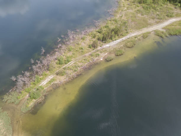 istock Sauriesi lake Aerial drone top view Latvia 819584574