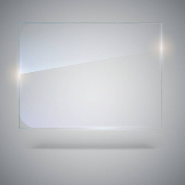 istock Blank, transparent vector glass plate. Vector template, mock-up banner with copy-space. Photo realistic texture with highlights and glow on the background. See through the plastic, 3D illustration 819584920