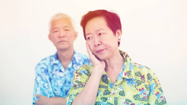 istock Asian senior couple unhappy, fighting. Relationship problem 819590636