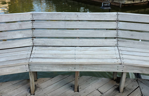 wood bench in pavilion.