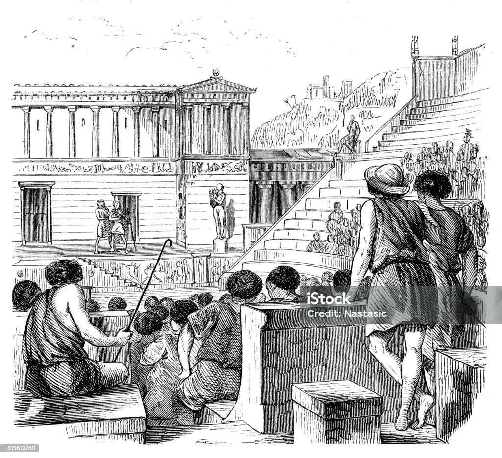 古代ギリシャの劇場性能 - イラスト素材...