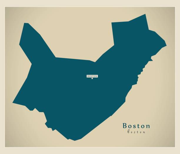 현대 지도-보스톤 지구 링컨셔 영국 영국 일러스트 레이 션 - boston stock illustrations