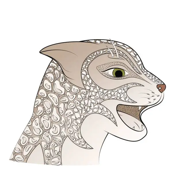 Vector illustration of Leopard head vector illustration, Big gray cat.