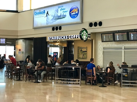 Istanbul,Turkey-July 10,2017:Starbucks Coffee in Istanbul Ataturk Airport