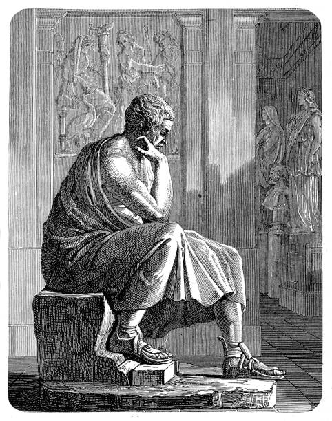 Aristotle (384 BC - 322 BC), Greek philosopher Illustration of a Aristotle (384 BC - 322 BC), Greek philosopher aristotle stock illustrations