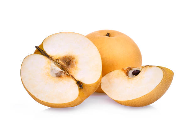 istock whole and half of snow pear fruit isolated on white background 819632882