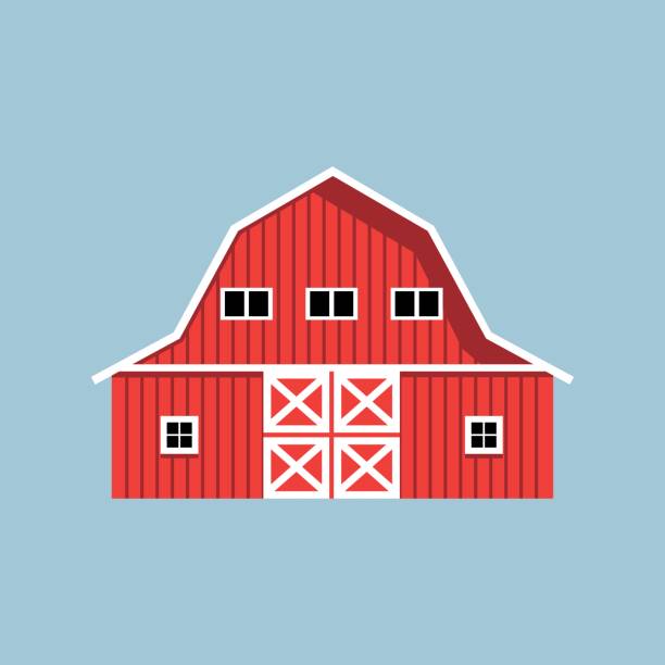 illustrazioni stock, clip art, cartoni animati e icone di tendenza di fienile agricolo rosso - barn wood window farm