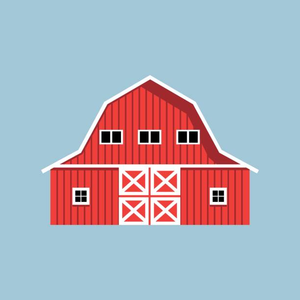 ilustrações, clipart, desenhos animados e ícones de celeiro de fazenda vermelha - barn