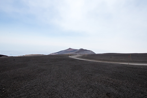 Road for trekkers in Sicily, mount Etna path