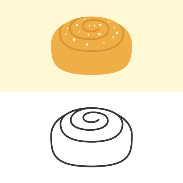 Cinnamon roll icon Cinnamon roll icon, flat design and outline cinnamon roll stock illustrations