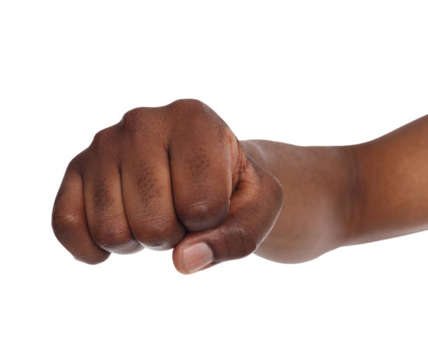istock Hand gesture, man clenched fist, ready to punch 819654188
