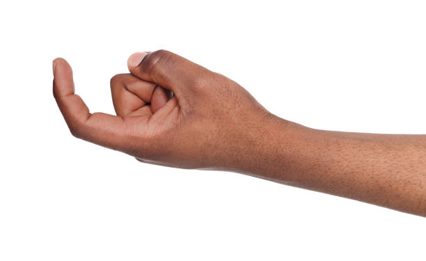 istock Black male hand beckoning isolated on white 819654548