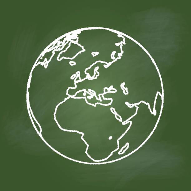istock Hand drawing Earth on Green board, Europe, Asia and Africa -Vector illustration 819670654