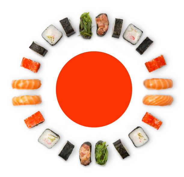 istock Set of sushi, maki and rolls isolated on white background 819695514
