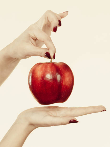 istock Woman hand holding delicious red apple 819696094