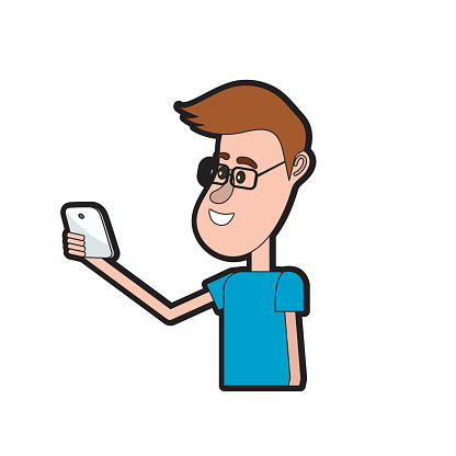 Nice Man With Hairstyle And Smartphone In The Hand Stock Illustration -  Download Image Now - Adult, Adults Only, Arts Culture and Entertainment -  iStock