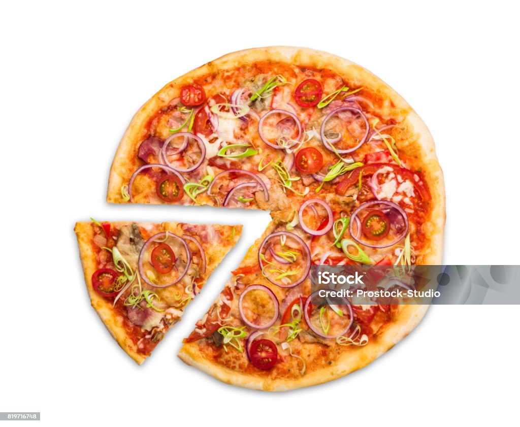 Deliziosa pizza con cipolle, pancetta e ciliegia - Foto stock royalty-free di Pizza