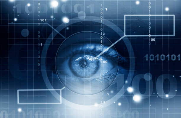 futuristische menschliche auge - surveillance human eye security privacy stock-fotos und bilder