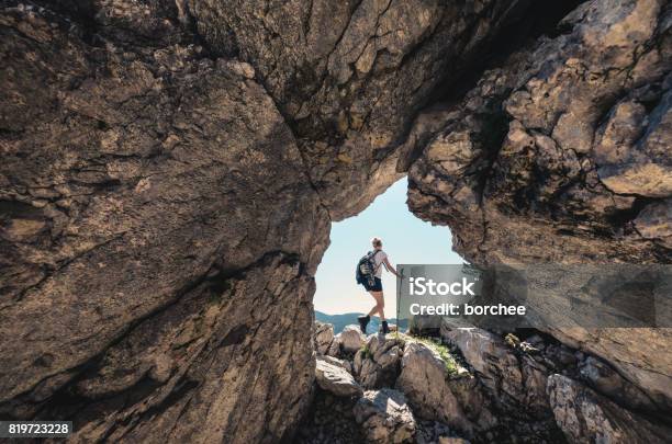 Summer Hiking Stock Photo - Download Image Now - Cave, Hiking, One Person