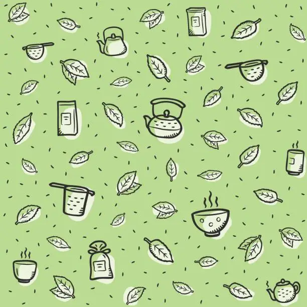 Vector illustration of Green tea pattern background theme