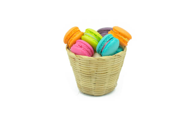 istock Sweet colorful macarons isolated on white background. 819730846