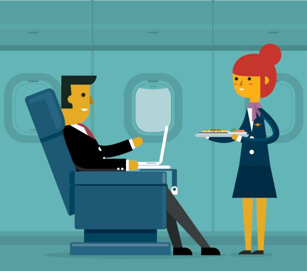 Business class - Businessman Business Travel. Concept business vector illustration. airplane seat stock illustrations