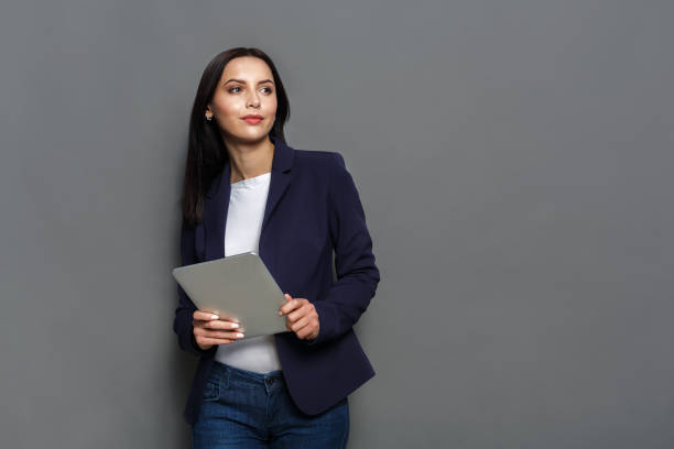 istock Elegant business woman, copy space 819748172