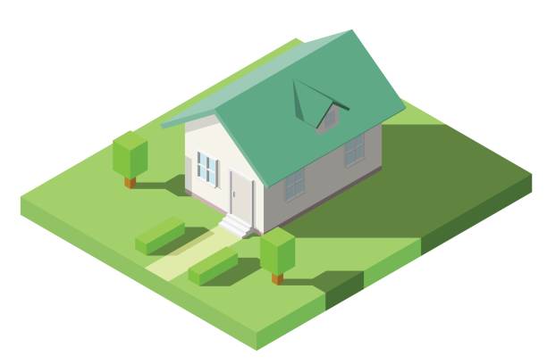 istock Vector Isometric of House on the grass with garden for Icon, Infographic design. 819765764