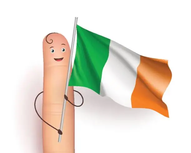 Vector illustration of Ireland flag waving