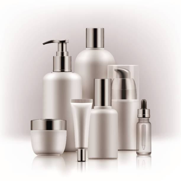 istock Realistic luxury premium brand set of cosmetic bottles, mockup, 3D 819782164