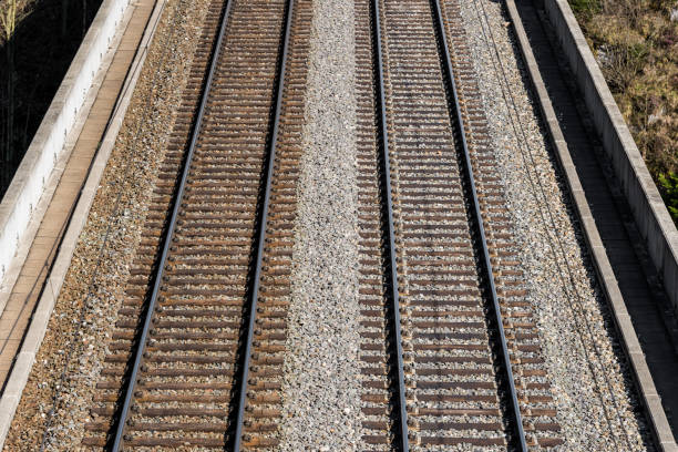 tracks of a railroad - konstruktion imagens e fotografias de stock