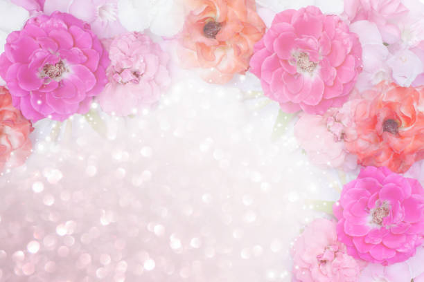 istock roses flower border glitter background for valentine 819818054